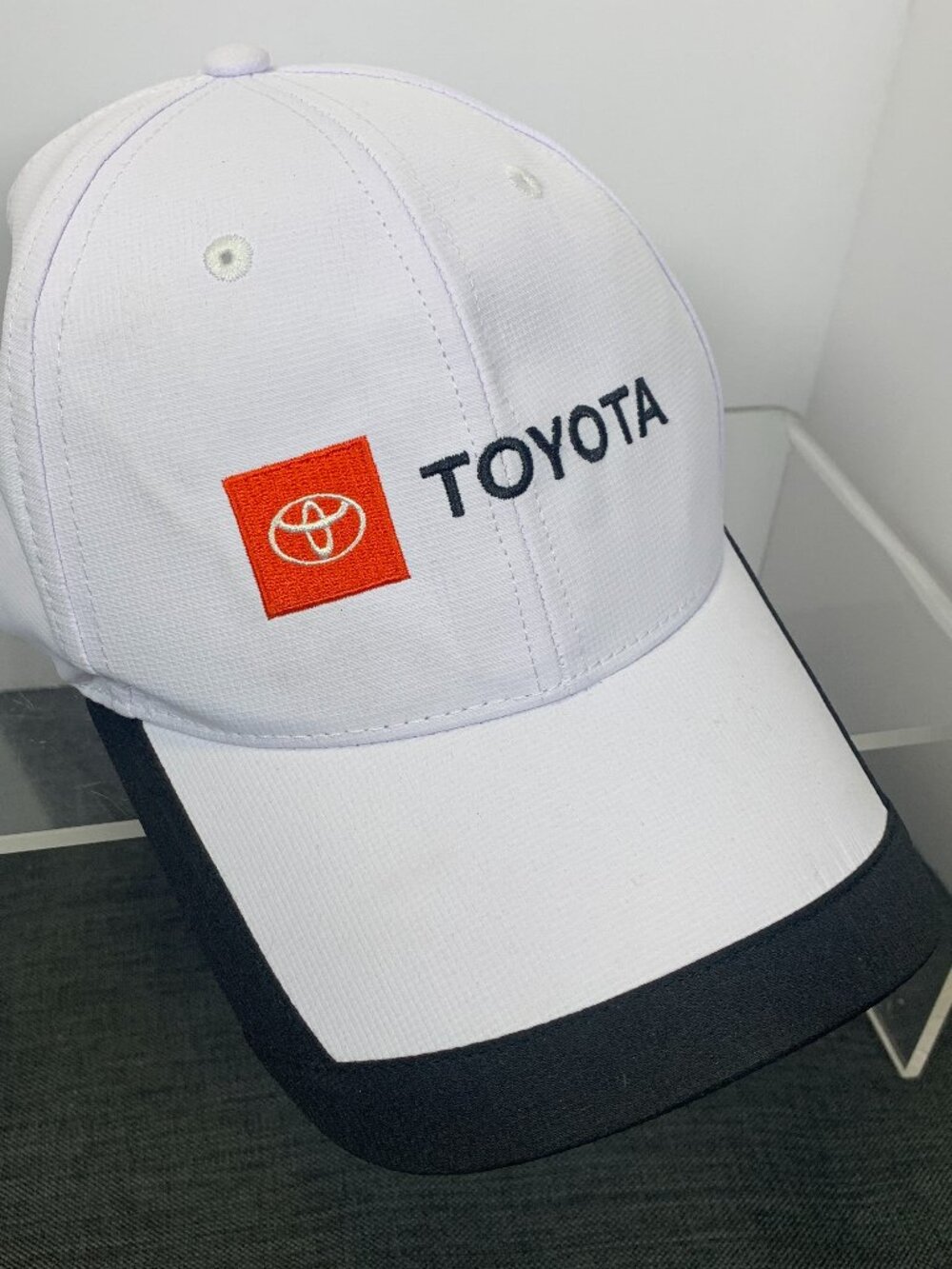 Toyota Cap Hat Unisex Strap-back White with Black Trim